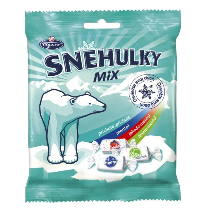 SNĚHULKY 150 g MIX - bonbóny s mentolovou náplní - MIX 3 příchutí