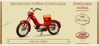 Čokoláda RETRO 100 g motorka"JAWA 50 Pařez" - hořká - VÝPRODEJ !!! DMT: 1/2026