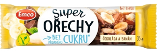 EMCO Tyčinka SUPER OŘECHY 35 g ČOKOLÁDA & BANÁN, bez PŘIDANÉHO CUKRU