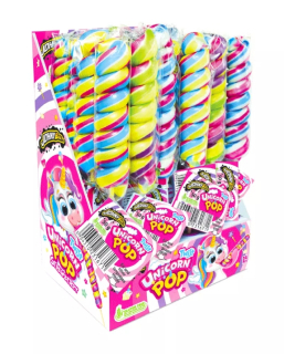 Lízátko UNICORN Pop 50 g - dlouhé kroucené lízátko - balení 24 ks