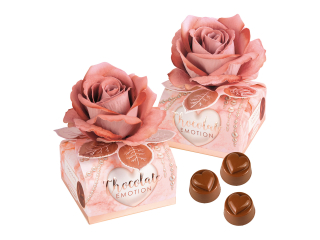 Pralinky Günthart Chocolate EMOTION 72 g pralinky, krabička s RŮŽOVOU RŮŽÍ