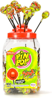 Lízátko 18g PIN POP SOUR MIX - se žvýkačkou