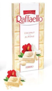 Čokoláda tabulková RAFFAELLO 90 g bílá MANDLE & KOKOSOVÝ KRÉM