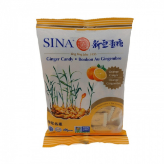 Zázvorové bonbóny SINA 125 g zázvorové s příchutí pomeranče BEZ LEPKU, VEGAN