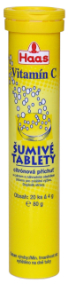 Vitamín - Šumivé tablety HAAS 80 g 20 tablet, vitamin C s příchutí citronu