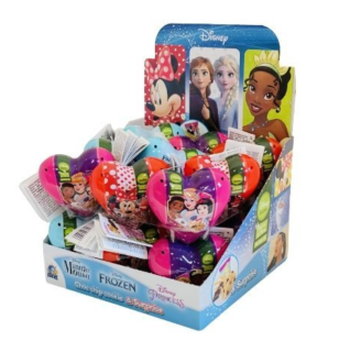 Plastové srdíčko DISNEY s překvapením & mini cookie 5.5 g