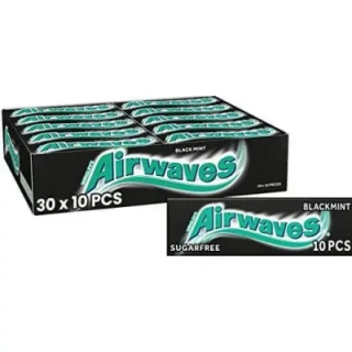 Žvýkačky AIRWAVES (10 dražé) BLACK MINT (balení 30 ks)