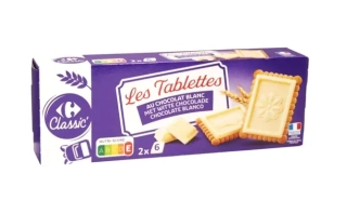 Francouzské máslové sušenky CARREFOUR 150 g s bílou čokoládou