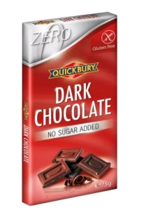 Čokoláda QUICKBURY 75 g BEZ PŘIDANÉHO CUKRU - hořká - VÝPRODEJ !!! DMT: 8/2026