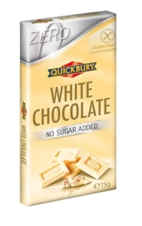 Čokoláda QUICKBURY 75 g BEZ PŘIDANÉHO CUKRU - bílá