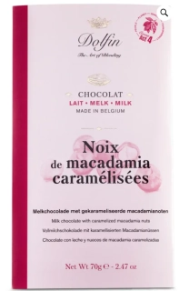 DOLFIN mléčná čokoláda | Karamelizované makadamové ořechy 70 g