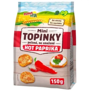Mini topinky BONA VITA pálivá paprika VEGAN 150 g - VÝPRODEJ !!! DMT: 7/2025