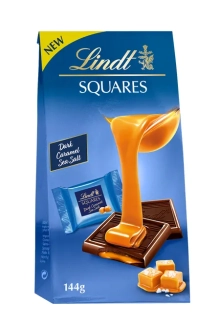 Čokoláda LINDT SQUARES hořká s karamelem 144 g