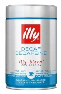Italská káva ILLY 250 g DECAF - ZRNKOVÁ káva - BEZ KOFEINU - kovová dóza