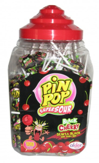 Lízátko 18g PIN POP BLACK CHERRY super kyselé