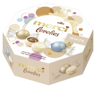 Bonboniéra MERCI Lovelies WHITE 185 g - pralinky
