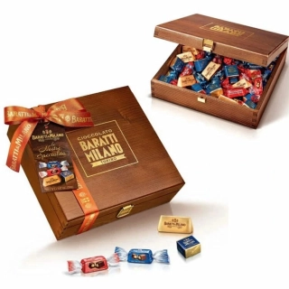 Luxusní italská bonboniéra Baratti & Milano 280 g mléčná - dřevěná kazeta