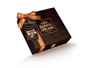Luxusní italská bonboniéra Baratti & Milano 280 g hořká - dřevěná kazeta