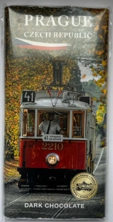 Čokoláda PRAHA / PRAGUE 100 g - historická tramvaj - hořká