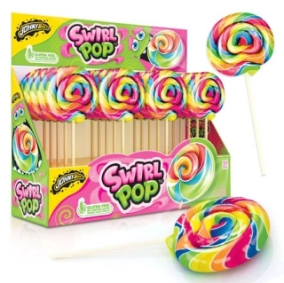 Lízátko 50 g Johny Bee SWIRL POP - RAINBOW placaté (24 ks)