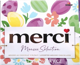 Bonboniéra Merci MOUSSE SELECTION 210g 4 druhy pěnových náplní JARNÍ EDICE - VÝPRODEJ !!! DMT: 11/2025