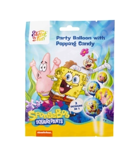 Práskací prášek & 2x nafukovací balónek SPONGE BOB 8 g - PARTY BALLOON POPPING CANDY