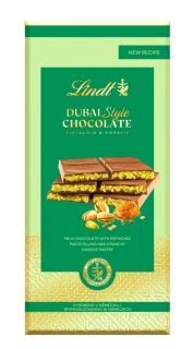 Lindt DUBAI STYLE CHOCOLATE 145 g mléčná s pistáciemi a cukrářskými nitěmi - AKCE !!!