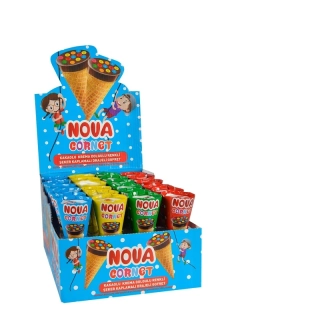 Čoko kornoutek NOVA 25 g - s barevným čoko dražé (balení 24 ks) - VÝPRODEJ !!! DMT: 3/2026