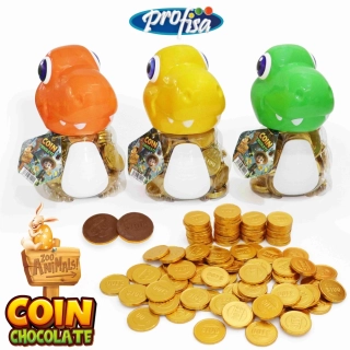 Čokoládové mince ZOO COIN CHOCOLATE - 100 dolarů 240 g - dóza 100 ks - DINO