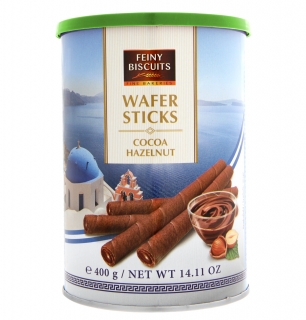 Trubičky v plechovce 400g s náplní OŘÍŠEK