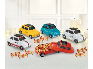 Italské pralinky VANOIR 205 g & kovové autíčko FIAT 500 - jen modré