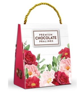 Italské kakaové pralinky 200 g KABELKA - červené květy