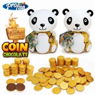 Čokoládové mince ZOO COIN CHOCOLATE - 100 dolarů 240 g - dóza 100 ks - PANDA