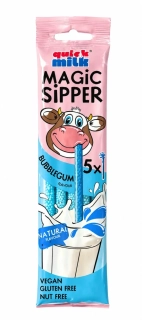 Brčka do mléka QUICK MILK 30 g (5x 6 g) příchuť BUBBLE GUM
