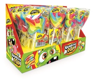 Lízátko Johny Bee RAINBOW POP 30 g - duhové mix tvarů (20 ks)