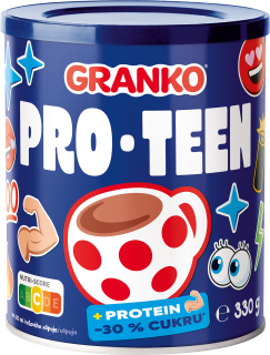 Nápoj v prášku GRANKO 330 g PRO-TEEN - proteiny, bílkoviny & -30 % cukru - kovová dóza