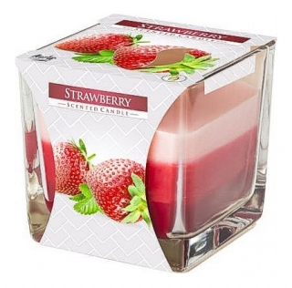Bispol 3barevná svíčka Strawberry - jahoda