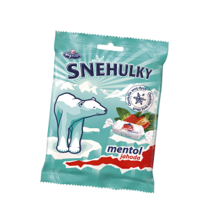 SNĚHULKY 90 g - bonbóny s mentolovou náplní JAHODA
