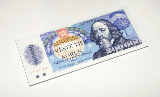 Bankovka 60 g (obálka) mléčná čokoláda - 200.000 Kčs 60g