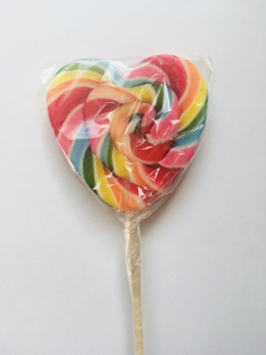 Lízátko 60g RAINBOW SRDCE - velké barevné lízátko