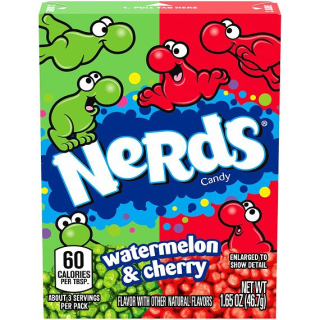 NERDS Candy 46.7g vodní meloun & třešeň, bez umělých barviv