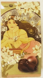 Bonboniéra B&S stříška ALFONS MUCHA - DÁMA s RŮŽÍ - italské mléčné pralinky 94.5 g