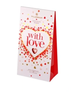 Bonboniéra stříška WITH LOVE 100 g pralinky z mléčné čokolády s lískooříškovou náplní